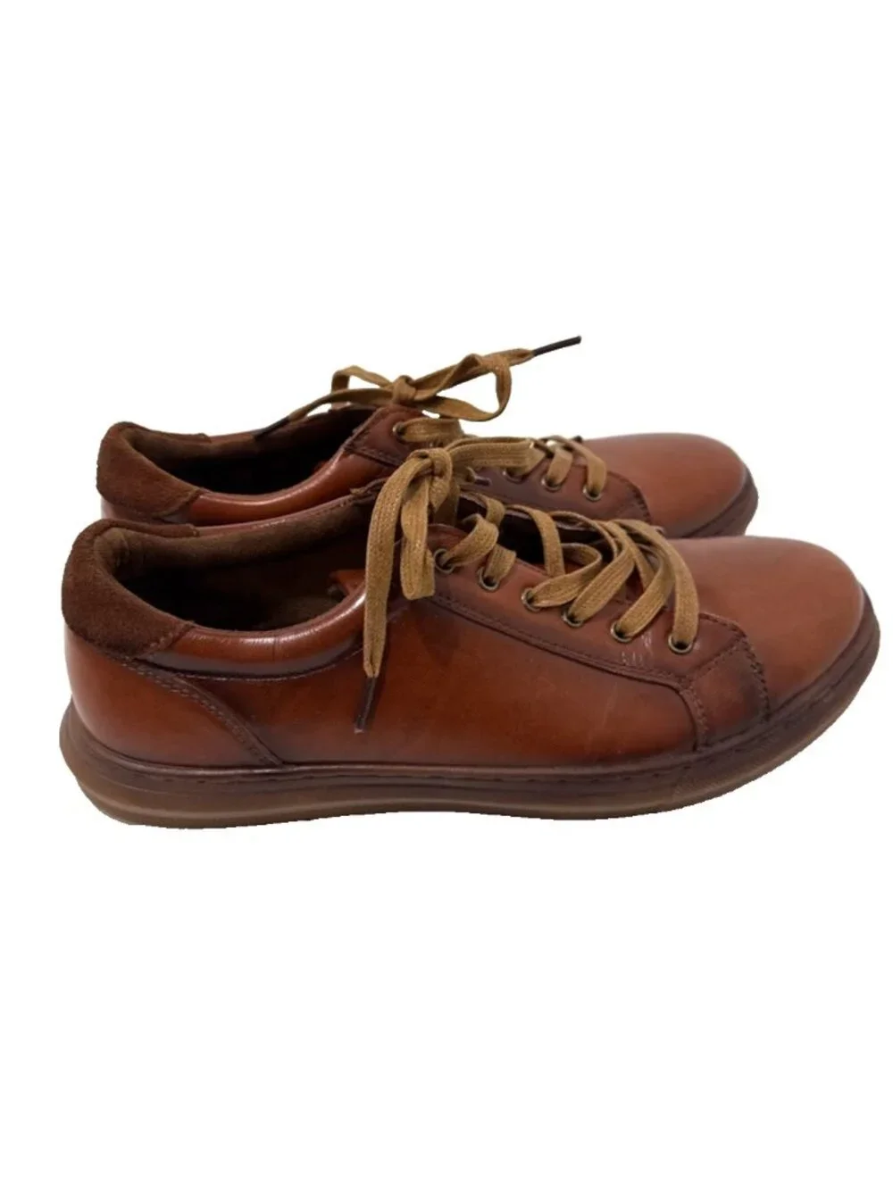 Azkbird Leather Oxford Shoes Brown Textured Detail Rubber Grip Soles Mens 9.5